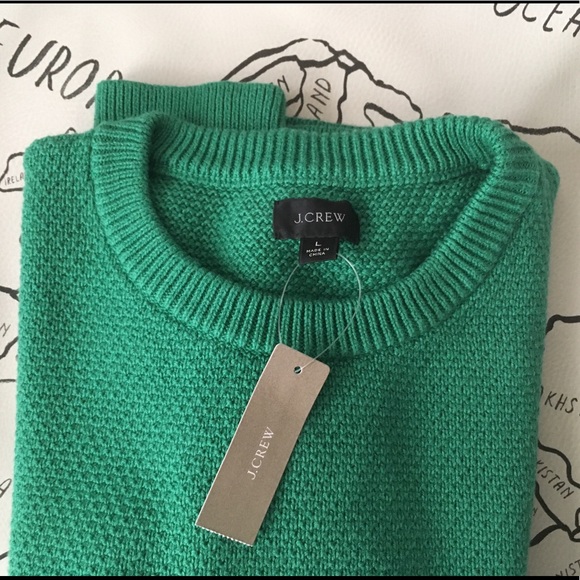 J. Crew Other - J. Crew Green Cotton Moss-Stitch Sweater